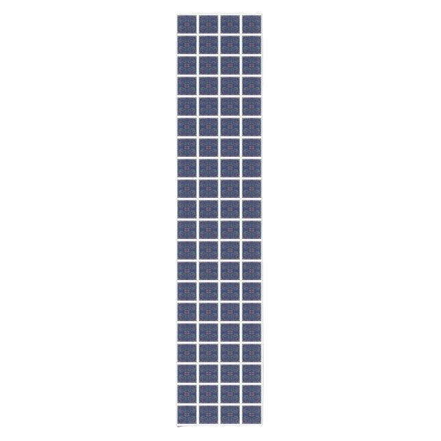 Fun Blue Squares on Blue Geometric Table Runner (Front)