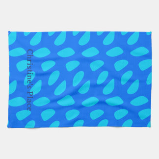 Fun Blue Teardrop Abstract Pattern Kitchen Towel