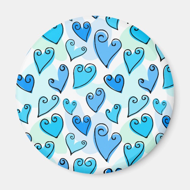 Fun Blue Valentine's hearts magnet (Front)