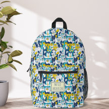 Fun Blue Yellow Dogs Pattern Personalized Name