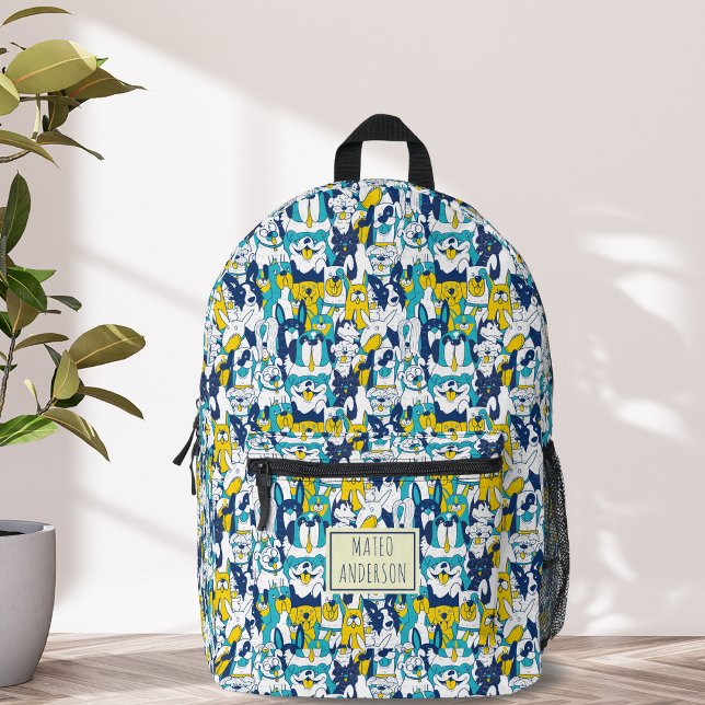 Fun Blue Yellow Dogs Pattern Personalized Name Printed Backpack (Creator Uploaded)