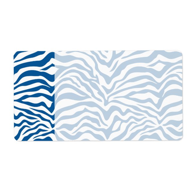 Fun Blue Zebra Stripes Wild Animal Print Label (Front)
