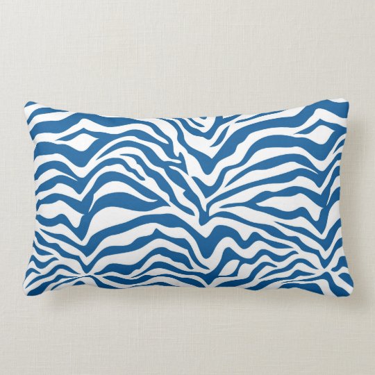 Fun Blue Zebra Stripes Wild Animal Print Lumbar Pillow