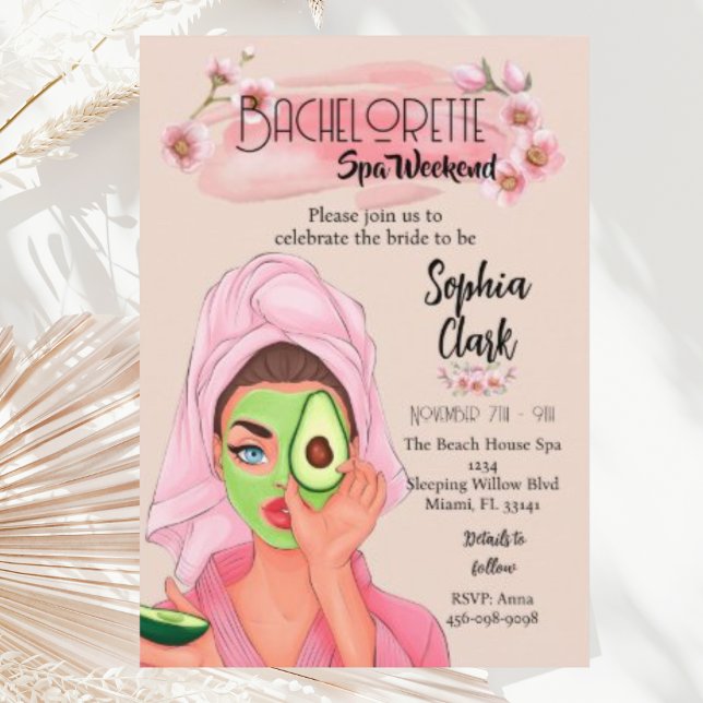 Fun Blush Bachelorette Spa Weekend Invitation  (Creator Uploaded)