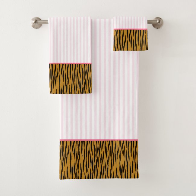 Fun Blush Pink Stripes & Tigerprint