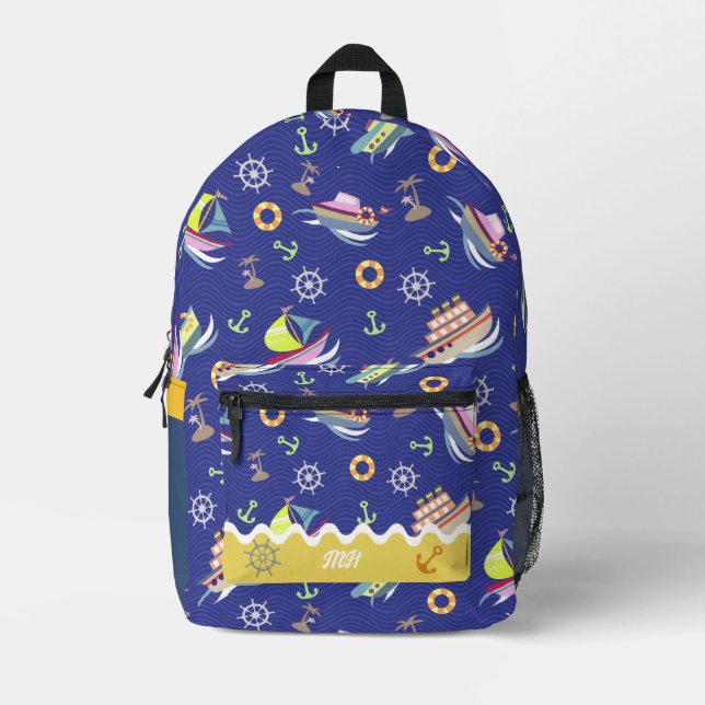 Fun Boat Blue Print Cut Sew Bag (Front)