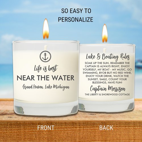 Fun Boating Lake Rules Gift Personalized Text Scented Candle