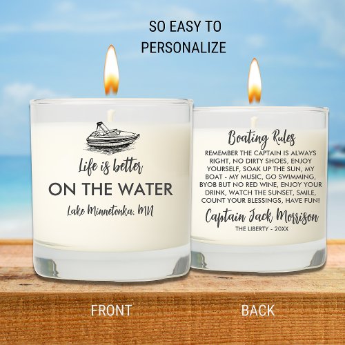 Fun Boating Rules Captain Gift Personalized Text Scented Candle