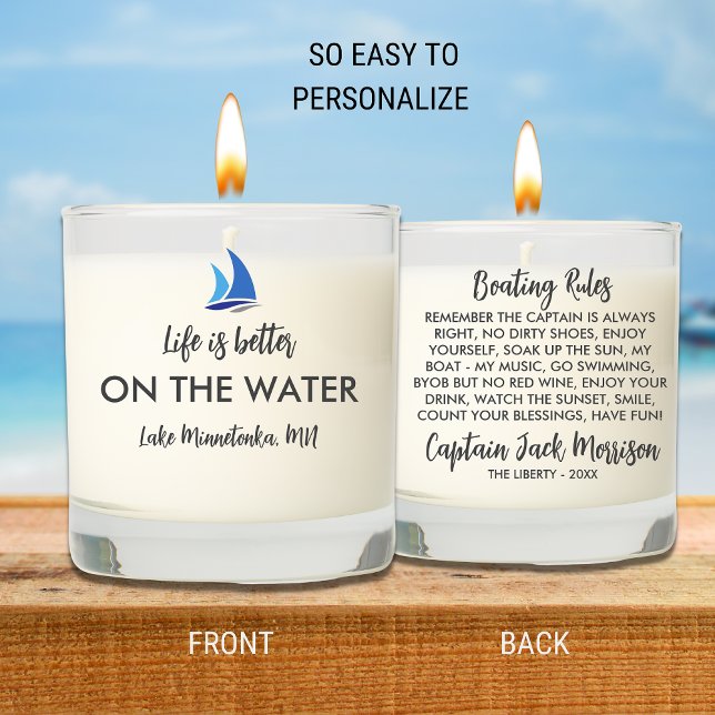 Fun Boating Sailing Captain Gift Personalized Text Scented Candle (Creator Uploaded)