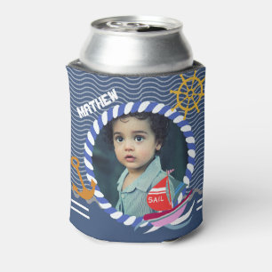 Fun Boats Photo Blue Can Cooler