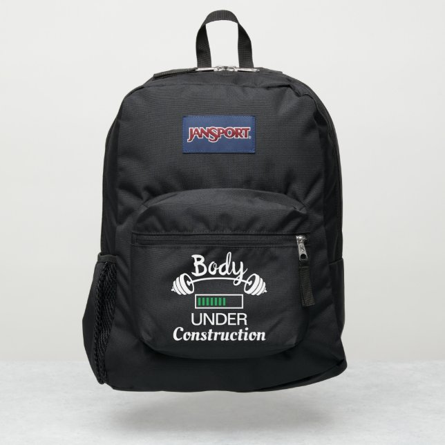 Fun body under construction gym barbell custom JanSport backpack (Front)