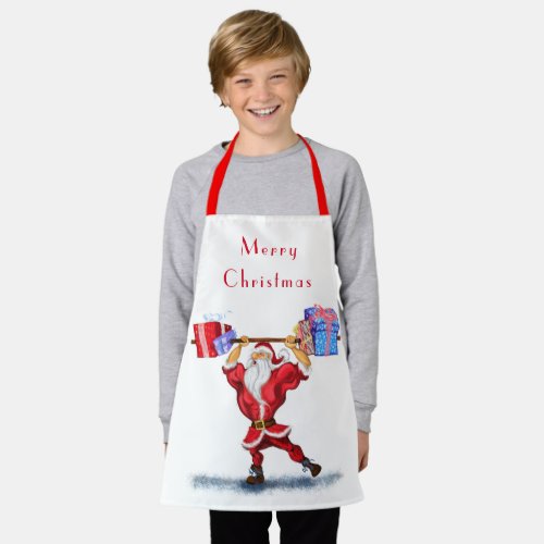 Fun Bodybuilder Santa Claus with Christmas Gifts Apron