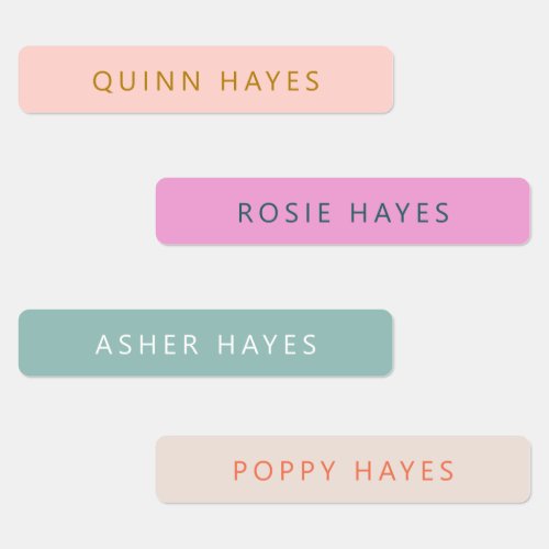 Fun Boho Colors Name Labels