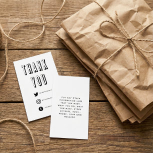 Fun bold 3D thank you white and black social media Enclosure Card