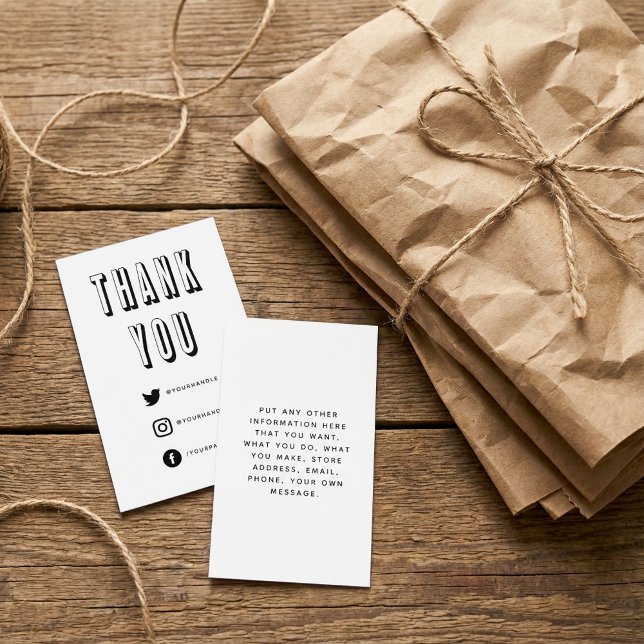 Fun bold 3D thank you white and black social media Enclosure Card (Creator Uploaded)
