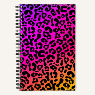 Fun Bold 90s Flashback Rainbow Leopard Print Notebook