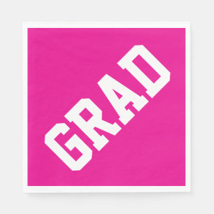 Fun Bold Athletic Sporty GRAD Text On Bright Pink Napkins