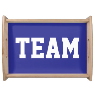 Fun Bold Athletic TEAM White Text On Deep Blue Serving Tray