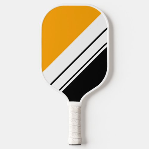 Fun Bold Black Golden Yellow White Racing Stripes Pickleball Paddle