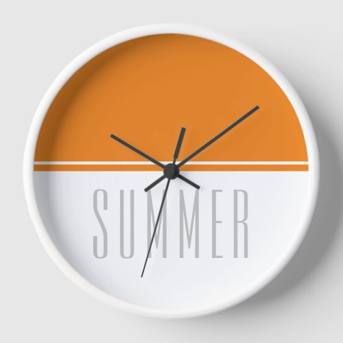 Fun Bold Bright Orange White Slim SUMMER Text  Clock