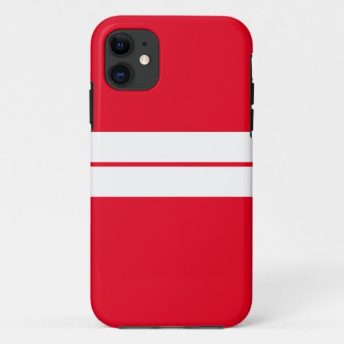 Fun Bold Bright Red Two White Stripes Color Block iPhone 11 Case