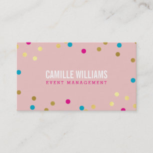 FUN BOLD COLORFUL confetti cool gold pink blue Business Card