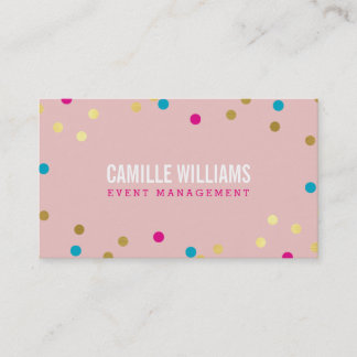 FUN BOLD COLORFUL confetti cool gold pink blue Business Card