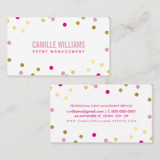 FUN BOLD COLORFUL confetti cool gold pink blue Business Card