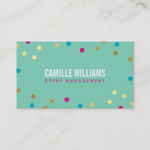 FUN BOLD COLORFUL confetti gold pink blue mint Business Card