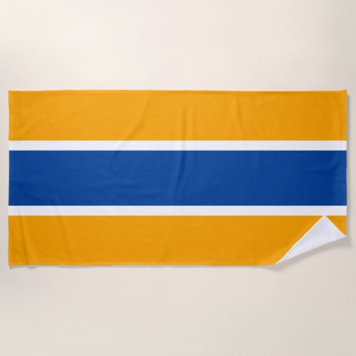 Fun Bold Deep Blue Yellow Retro Summer Stripes Beach Towel