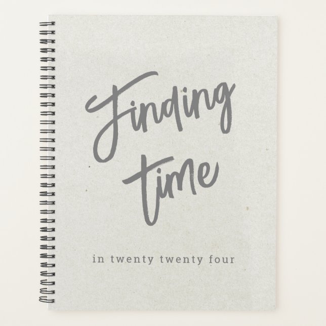Fun Bold Gray Script Typography White Personalized Planner (Front)