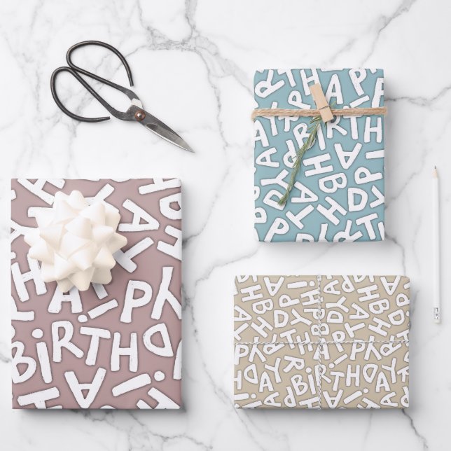 Fun Bold Happy Birthday Celebration Wrapping Paper Sheets (Front)