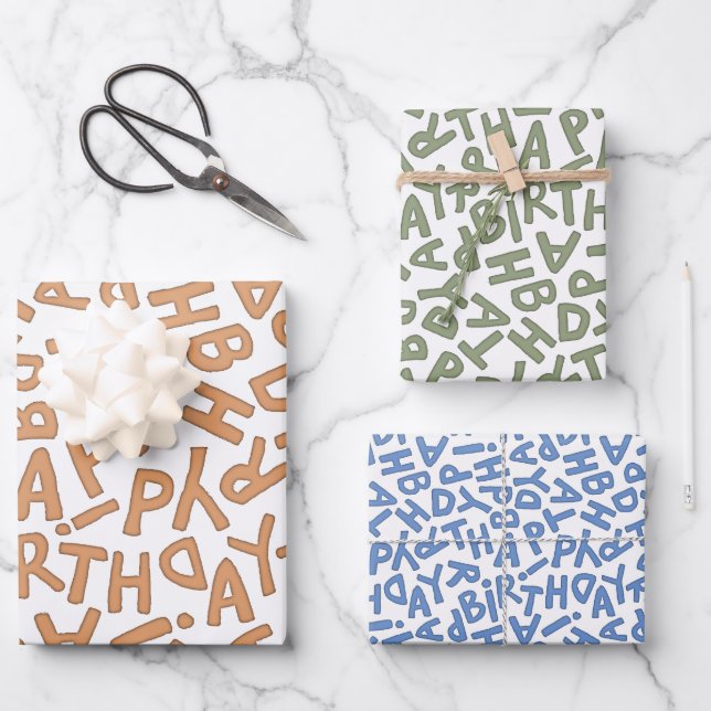 Fun Bold Happy Birthday Celebration Wrapping Paper Sheets (Front)