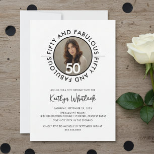 Fun Bold Minimal Fifty and Fabulous 50th Birthday Invitation