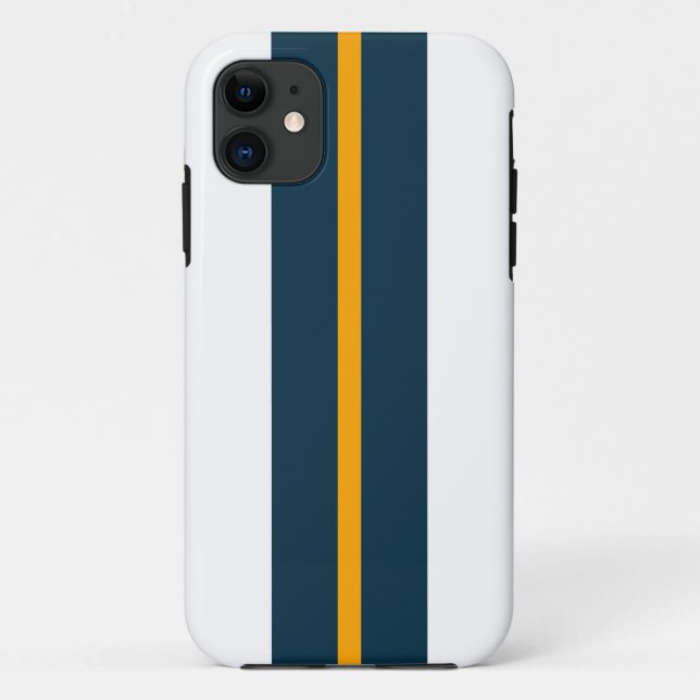 Fun Bold Ocean Blue Orange Racing Stripes On White Case-Mate iPhone Case (Back)