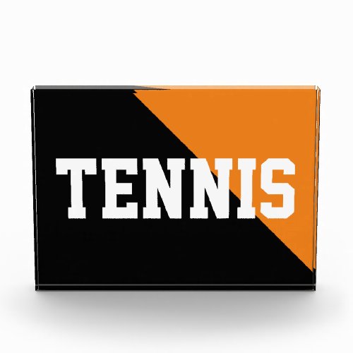 Fun Bold Orange Black White Sporty TENNIS Text Photo Block