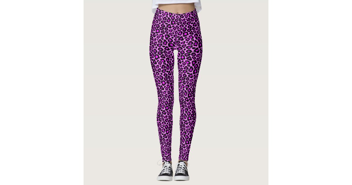Fun Bold Purple & Pink Colorful Leopard Print Leggings | Zazzle