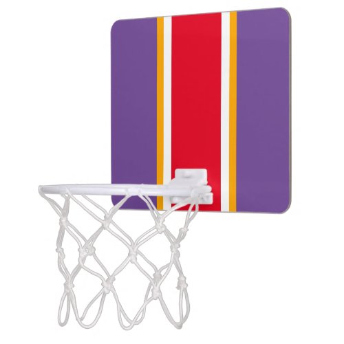 Fun Bold Purple Red Yellow White Racing Stripes Mini Basketball Hoop