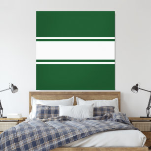 Fun Bold Retro Camp Green White Racing Stripes Canvas Print