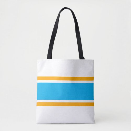 Fun Bold Sky Blue Yellow Stripes White Background  Tote Bag