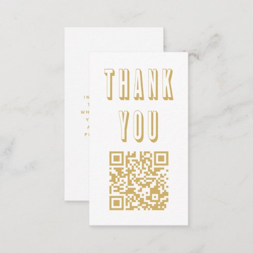 Fun bold thank you gold QR code Enclosure Card