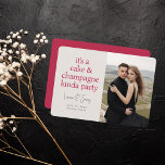 Fun Bold Typography Magenta Pink Wedding Save The Date<br><div class="desc">It's A Cake And Champagne Party Fun Bold Magenta Pink Typography Wedding Photo Save the Date Invitation</div>