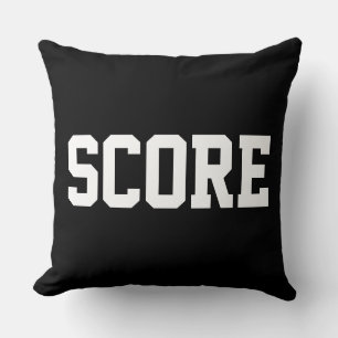 Fun Bold White Athletic SCORE Text On Modern Black Throw Pillow