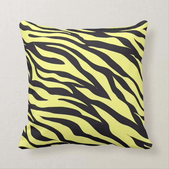 Fun Bold Yellow Zebra Stripes Wild Animal Print Pillows