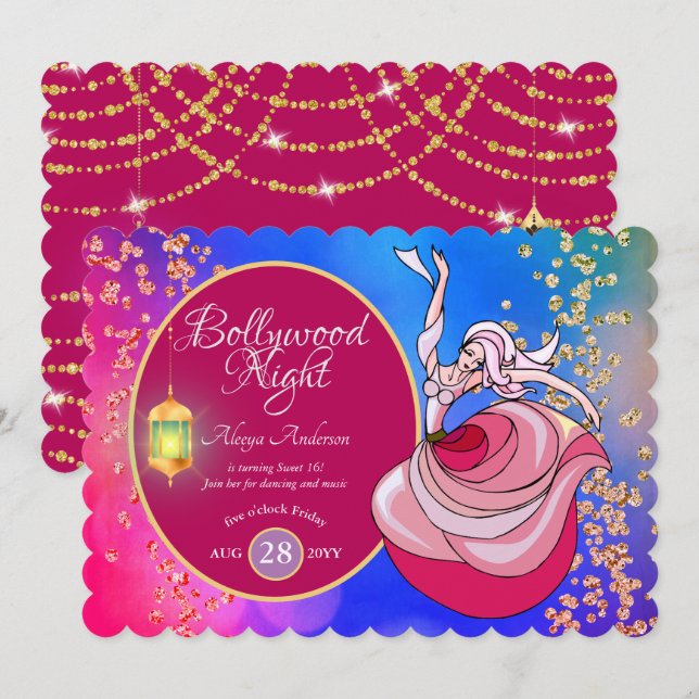 Fun BOLLYWOOD Dance Music Party ANY EVENT Invitation (Front/Back)