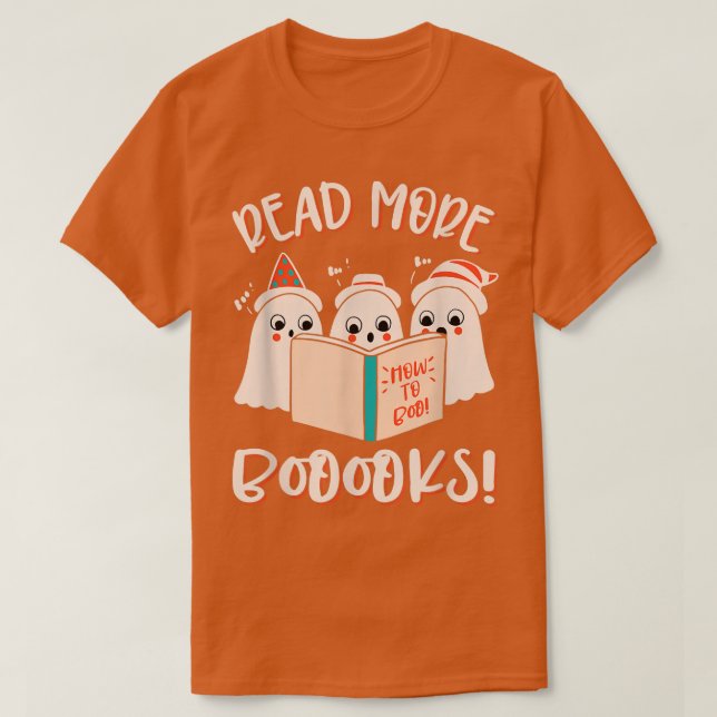 Fun Boo Read More Book Librarian English Teacher H T-Shirt (Design Front)