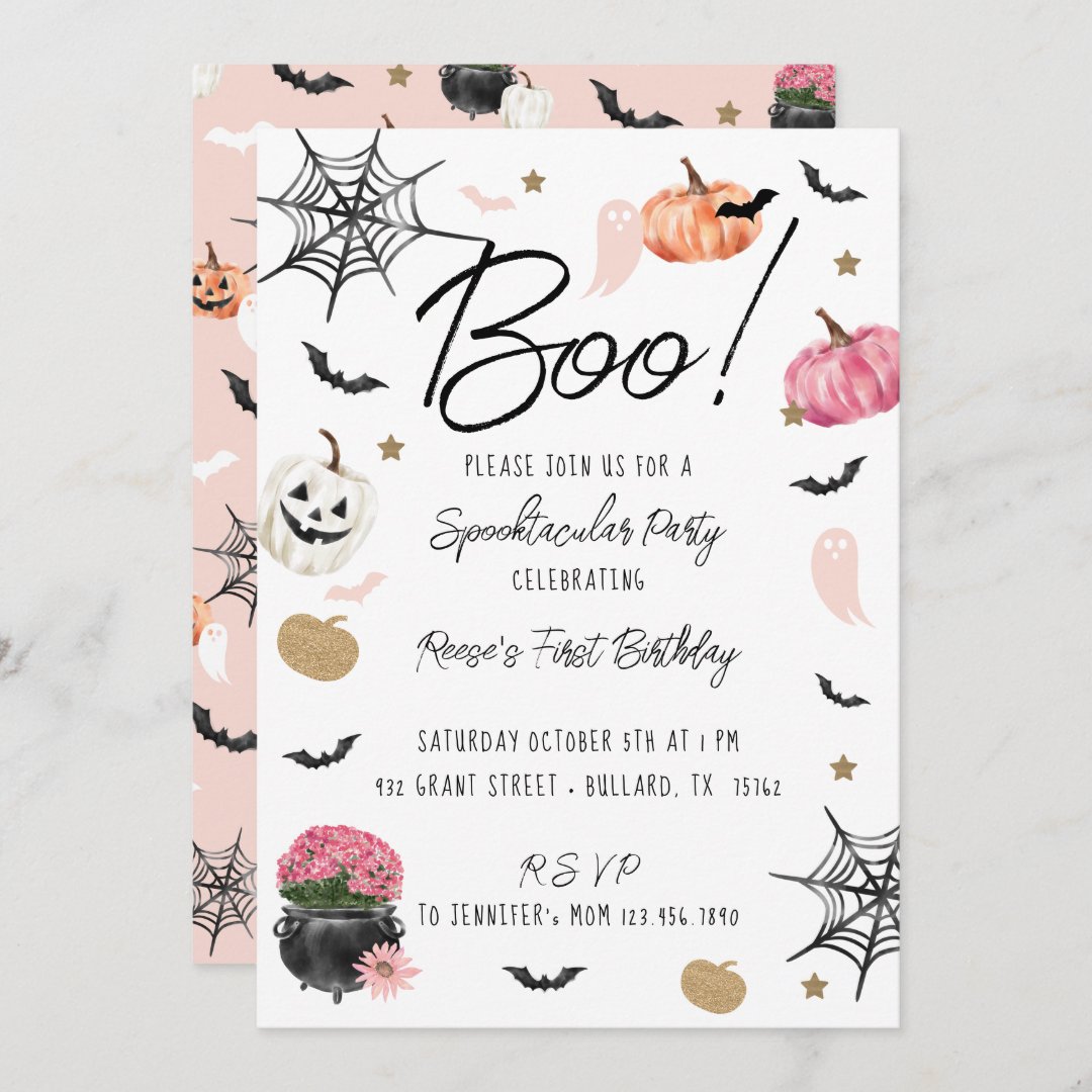 Fun Boo! Spooktacular Halloween Birthday Party Invitation | Zazzle