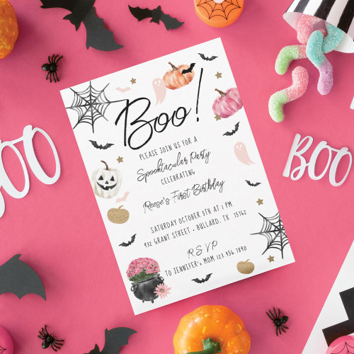 Fun Boo! Spooktacular Halloween Birthday Party Invitation