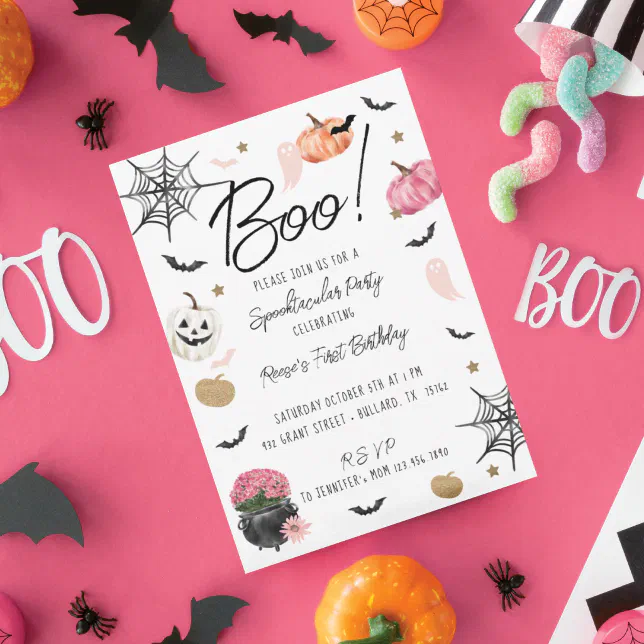 Fun Boo! Spooktacular Halloween Birthday Party Invitation 