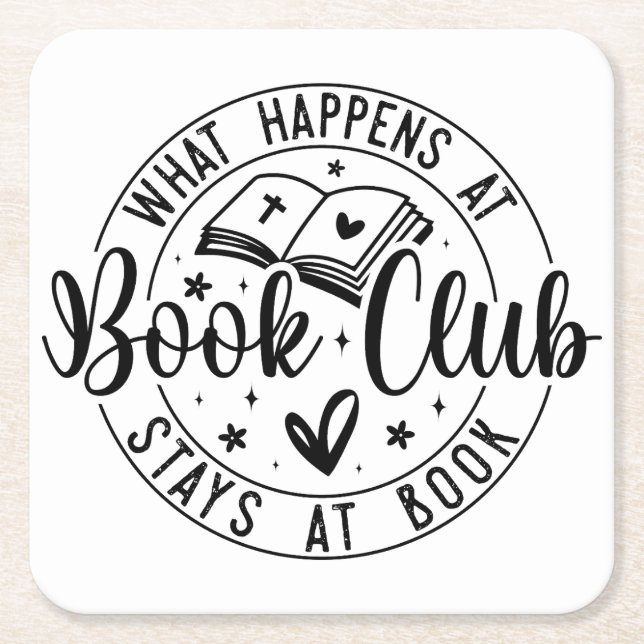 Fun Book Club design  Square Paper Coaster (Front)